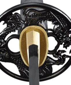 Alternative view of Handmade Sword - Fully Functional Samurai Katana Sword, Dragons Tsuba, 1045 Carbon Steel, Hand Forged Heat Tempered, Full Tang, Sharp, Black Scabbard