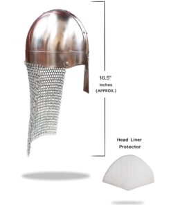 Historical Memories Medieval Steel Chainmail Crusader Helmet Warrior Armor Knight Adult Costume Functional,Chrome,Large 7 619 zug6hpL