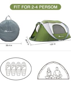 Alternative view of Moon Lence Pop up Tent Instant Tent 2 3 4 Person Camping Tent Waterproof Tent for Family Easy Setup with 3 Mesh Windows and 2 Big Doors GREEN-Update