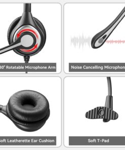 Wantek Corded Telephone Headset Dual w/Noise Canceling Mic Compatible with Avaya Aastra Allworx Adtran Alcatel Lucent AltiGen Digium Gigaset InterTel Mitel Plantronics Landline Deskphones(F602S1) Binaural F602S1 13 6191ZKQuTL 1
