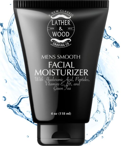 Face Moisturizer for Men - Lather & Wood's Luxurious Sophisticated Face Lotion for Men, for the Man’s Man. Fragrance-Free Facial Cream for Men. (Unscented, 4 ounce)