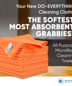 MW Pro Microfiber Cleaning Cloth | Orange (12 Pack) | Size 16" x 16" | All Purpose Microfiber Towels - Clean, Dust, Polish, Scrub, Absorbent 10 6195UcSwkIL