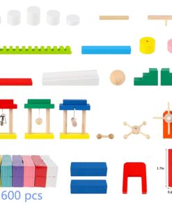 Joqutoys 600 PCS Dominoes Set for Kids, Wooden Domino Building Blocks, 6 Colors Bulk Dominoes Racing Tiles Games with Extra 26 Add-on Blocks and Storage Bag, Educational Toys for Kids Birthday Party 17 6196mb5ECGL