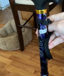 LIXIANG Walking Cane, 5-Level Folding Walking Cane for Men Women Lightweight Adjustable Portable Hand Walking Stick - Balancing Mobility Aid - Sleek Comfortable T Handles (APurple Floral Printing) Violet Print 29 619C0UXinsL