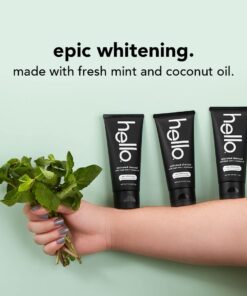 Hello Activated Charcoal Epic Teeth Whitening Fluoride Free Toothpaste, Fresh Mint and Coconut Oil, Vegan, SLS Free, Gluten Free and Peroxide Free, 4 Ounce 4 Ounce (Pack of 1) 26 619GiQNlHEL