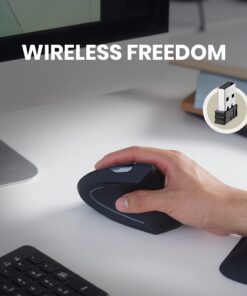 Perixx PERIMICE-713 Wireless Ergonomic Vertical Mouse - 800/1200/1600 DPI - Right Handed - Recommended with RSI User Black 19 619HxQTaF S