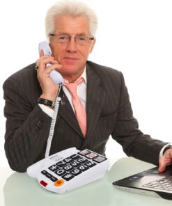 Large Button Phones for Seniors Sangyn Corded Landline Telephone with Volume Control Big Button and One-Touch Dialing for Visually Impaired Amplified Ringer for Hearing Impaired White 15 619JtfJoWGL