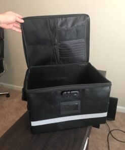 EXLIFBAG File Organizer, Fireproof File Box with Lids, Important Document Organizer Box with Lock, Portable File Folder Organizer with Handle Black 1 Layer 92 619KhcFZu4L