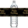 Black and Gold Happy Birthday Party Water Bottle Labels - 24 Stickers 33 619Me71KEvL