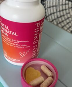 Pink Stork Total Prenatal Vitamins with DHA, Folate, Iron, Choline, and Vitamin B12. Prenatals for Women to Support Fetal Development, Pregnancy Must Haves - 60 Capsules, 1 Month Supply 29 619R46PilQL