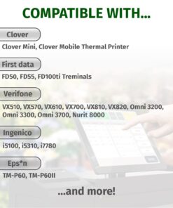 (50) Gorilla Supply 2 1/4 x 85 Thermal Paper Receipt Rolls Clover Mini Verifone VX510 VX570 FD50 T4220, 2.25 x 85 ft, POS/Cash Register Paper, BPA Free, 50 Rolls 2 1/4" X 85' 10 619RHVbLzJL
