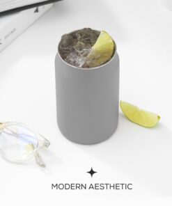 JoyJolt Metal Beer Can Tumbler with Straws and Brush. Unbreakable Metal Drinking cup Set of 6 Metal Tumblers. Stainless Steel Tumbler Can Shaped Glass Cups, Soda Can Glasses for Water, Wine etc Gray 12 619Sii2QlGL