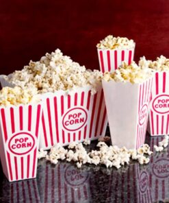 Novelty Place Plastic Red White Striped Classic Popcorn Containers for Movie Night - 7.8 inch Tall x 3.8 inch Square (4 Pack) 4 22 619SzHkVgOL