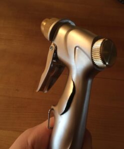 ESOW Garden Hose Nozzle, 100% Heavy Duty Metal Spray Gun with Full Brass Nozzle, 4 Watering Patterns Watering Nozzle- High Pressure Pistol Grip Sprayer for Watering Plants, Car Wash and Showering Dog Bullet Modelling Silver 22 619TJeUnqkL