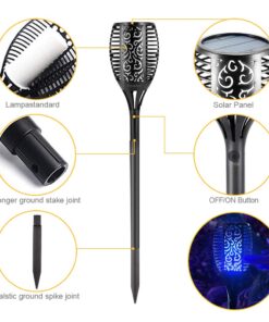 EOYIZW Solar Lights Outdoor 4 Pack, Premium 99 LEDs Solar Torch Light with Flickering Flame Outdoor Decor- IP65 Waterproof Solar Garden Lights for Halloween Decorations Yard Garden Porch Blue-4Pack 15 619UFwUKM L