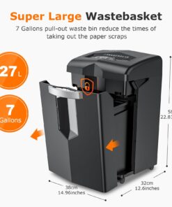 Bonsaii Heavy Duty Paper Shredder, 24 Sheet 60 Mins Large Office Crosscut Shredder for Commercial Use, Anti-Jam System & P-4 High Security Supports CD/Credit Cards/Staples, 7 Gal Pullout Bin C144-D 16 619XAsbtVJL