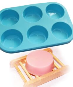 X-Haibei Round Circle Soap Silicone Mold Chocolate Jelly Muffin Cupcake Baking Mould, Basic Soap Making, Dia. 2.75inch,3oz per cell 23 619XontgO3L