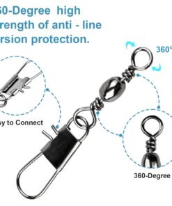 ReeMoo 200PCS Fishing Rolling Ball Bearing Barrel Swivel with Safety Snap Connector Fishing Accessories #2#4#6#8#10 13 619aqjPqYWL