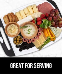 The Original Gorilla Grip Oversized 100% BPA Free Reversible Durable Kitchen Cutting Board Set of 3, Dishwasher Safe, Nonslip Handle Border Plastic Boards, Juice Grooves, Chopping Food, Cooking, Black Large (Pack of 3) Black/White 30 619c6Du0hNL