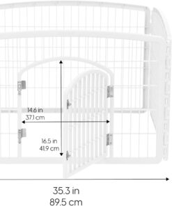 IRIS USA 24-inch Exercise 4-Panel Pet Playpen with Door, White 4 Panel w/ door 31 619cmJ3kibL