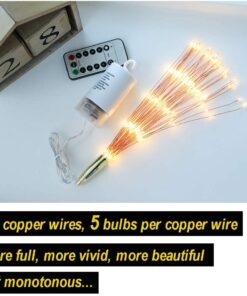 200LED Hanging Sphere Lights, Battery Operated Starburst Lights, 8 Modes Dimmable Remote Control, Waterproof Fairy Lights, Copper Wire Lights, Indoors Outdoors Christmas Decoration (Warm White) 1 Pack Warm White 22 619dbaB7FeL