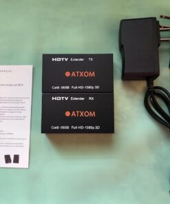 ATXOM HDMI Over Ethernet Extender, Over Cat 5e/6/7 LAN Cable, Up to 200Ft, Full HD 1080P @ 60HZ, EDID Copy, Dolby Digital/DTS Compatible, High Resolution Signal, POC Transmitter and Receiver 47 619dd1iphhL