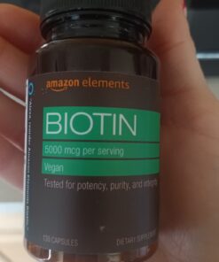 Amazon Elements Vegan Biotin 5000 mcg - Hair, Skin, Nails, 130 Capsules (4 month supply) (Packaging may vary) 41 619dzAaPDhL