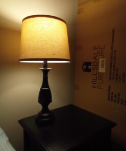 Regency Hill Ben Farmhouse Traditional Table Lamps 25" High Full Size Set of 2 Dark Bronze Brown Metal Beige Linen Drum Shade Decor for Living Room Bedroom House Bedside Nightstand Home Office 25 619evu8YmL