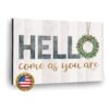 Marla Rae "HELLO, Come As You Are" Wooden Wall Art - Blessed Signs for Home Decor, Best Cursive Wood Art for Home, Office, Schools, Foyer, Entryway, Living Room, Party Decoration Hello Sign (18"x12") 41 619gAclST1L