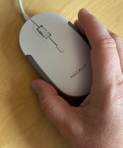 Macally Silent Wired Mouse - Slim & Compact USB Mouse for Apple Mac or Windows PC Laptop/Desktop - Designed with Optical Sensor & DPI Switch - Simple & Comfortable Wired Computer Mouse (White) White with Silver Trim 33 619gWR6284L