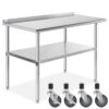 GRIDMANN Stainless Steel Table 48 in. x 24 in., NSF Commercial Kitchen Prep & Work Table w/ Backsplash and Wheels 48 in Long x 24 in Deep 45 619gl8ZqmYL