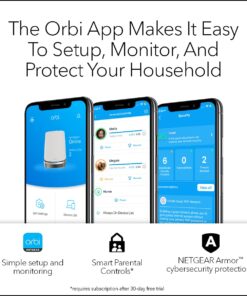 NETGEAR Orbi Quad-Band WiFi 6E Mesh System (RBKE963), Router with 2 Satellite Extenders, 10.8Gbps Speed, Coverage up to 9,000 sq. ft., 200 Devices, 10 Gig Internet Port, AXE11000 802.11ax WiFi 6E | 3-Pack 29 619jcqLSvKL