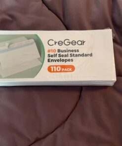 CREGEAR #10 Envelopes Self Seal Security Tinted Envelopes (110Ct) for Privacy & Business, Peel and Seal, NO Window, Letter Size 4-1/8 x 9-1/2 Inches, 24 LB, White 110 55 619jr3Y4N9L