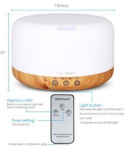 URPOWER 1000ml Essential Oil Diffuser Remote Control 5 in 1 Ultrasonic Aromatherapy Oil Cool Mist Humidifier Running 20 Hours with Adjustable Mist Mode/4 Timer Settings for Large Room Study Yoga Spa A-yellow 11 619kKsuMFEL 1