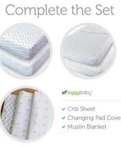 Ziggy Baby Crib Sheet Fitted Jersey Cotton (Chevron Cross Blue/Grey) Chevron Cross Blue/Grey 19 619mWaE48iL 1