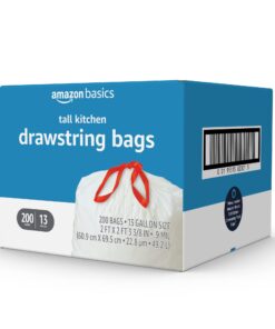 Amazon Basics Tall Kitchen Drawstring Trash Bags, 13 Gallon, Unscented, 200 Count (Previously Solimo) 200 Count (Pack of 1) 17 619mZkD7mbL
