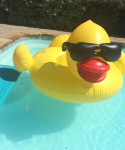 Game 5000-BB Giant Derby Float, Fun Rubber Duck, Quick-Fill Valves Pool Rafts & Inflatable Ride-ons, 300 lb Capacity, Built-In Cup Holders, 81” L x 76” W x 44” T Without Pump 26 619mqY MKdL