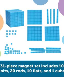 Learning Resources Giant Magnetic Base Ten, Magnetic Base Ten, Use with Magnetic Surfaces or Whiteboards, 131 Piece Set Magnetic Base Ten (Whiteboard) 9 619ox6RZL