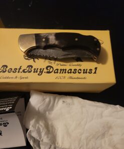 Best.Buy.Damascus1 Pocket knife Buffalo Horn Damascus knife, Pocket Knife For Men, 4pcs Knife Set, Folding Knife, With knife Sharpeners, Premium Quality gifts for men Black 45 619pGpN2o0L