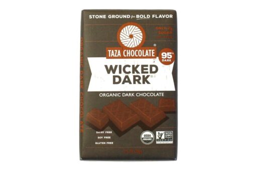 Taza Chocolate Organic Amaze Bar 95% Stone Ground, Wicked Dark, 2.5 Ounce (1 Count), Vegan Dark Chocolate