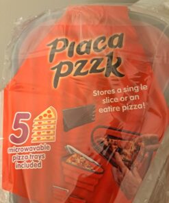 The Perfect Pizza Pack™ - Reusable Pizza Storage Container with 5 Microwavable Serving Trays - BPA-Free Adjustable Pizza Slice Container to Organize & Save Space, Red 1 Pack 41 619su2HZGJL