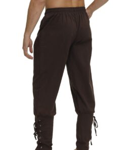 Men's Ankle Banded Cuff Renaissance Pants Medieval Viking Navigator Trousers Pirate Cosplay Costume with Drawstrings Medium Brown 13 619t5FGD3XL