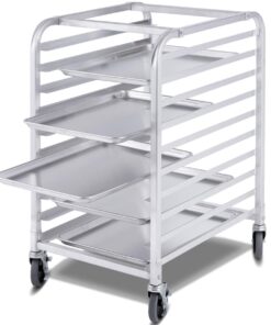 Giantex 10 Tier Aluminum Bakery Rack Home Commercial Kitchen Bun Pan Sheet Rack Mobile Sheet Pan Racking Trolley Storage Cooling Rack w/Lockable Casters (10 Tier): 26" L x 20.3" W x 38.2"H 17 619vWQi32LL