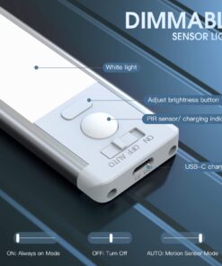 Under Cabinet Lights,40 LED Rechargeable Battery Operated Motion Sensor Light Indoor, 2 Pack Magnetic Dimmable Closet Lights, Wireless Under Counter Lights for Kitchen, Stairs (White Light) 10inch 24 619x8LlsutL