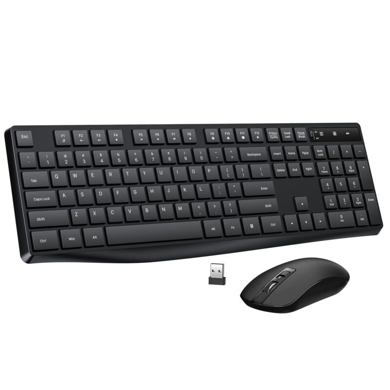 Catalog 4 Wireless Keyboard and Mouse Combo, Lovaky 2.4G Full-Sized Ergonomic Keyboard Mouse, 3 DPI Adjustable Cordless USB Keyboard and Mouse, Quiet Click for Computer/Laptop/Windows/Mac (1 Pack, Black) 1 Pack