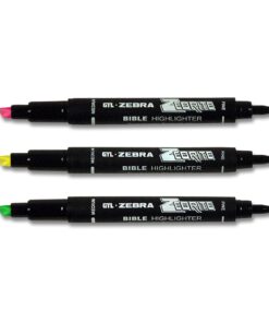 G.T. Luscombe Company, Inc. Zebrite Double Ended Bible Highlighter Set | No Bleed Pigmented Ink | No Fading or Smearing | Double Ended for Highlighting & Underlining | Green, Yellow, Pink (Set of 3) Set of 3 7 61A0ZKMpTLS