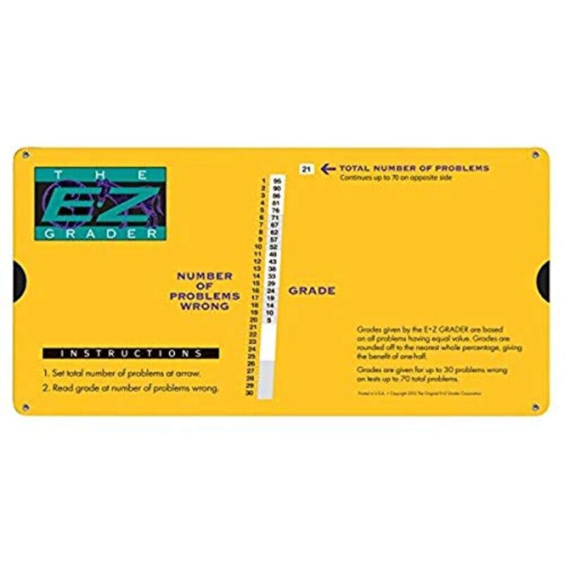 Grading Calculator - E-Z Grader Teacher's Aid Scoring Chart Big Print Edition (Yellow) - 10" x 5" Yellow