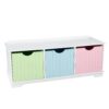 KidKraft Nantucket Wooden Storage Bench with Three Bins and Wainscoting Detail - Pastel, Gift for Ages 3+ 13 61A6XMxiFEL