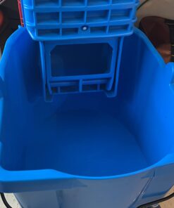 Carlisle FoodService Products Mop Bucket with Side-Press Wringer for Floor Cleaning, Restaurants, Offices, And Janitorial Use, Polyproylene, 26 Quarts, Blue 24 61A7SBjD9RL