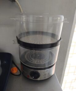 OVENTE 2 Tier Electric Food Steamer for Cooking Vegetables, Stainless Steel Base, Stackable and Dishwasher Safe Baskets, 400W with Auto Shutoff and 60-Minute Timer, 5 Quart Capacity, Silver FS62S 2-Tier 29 61A7aWu4lL